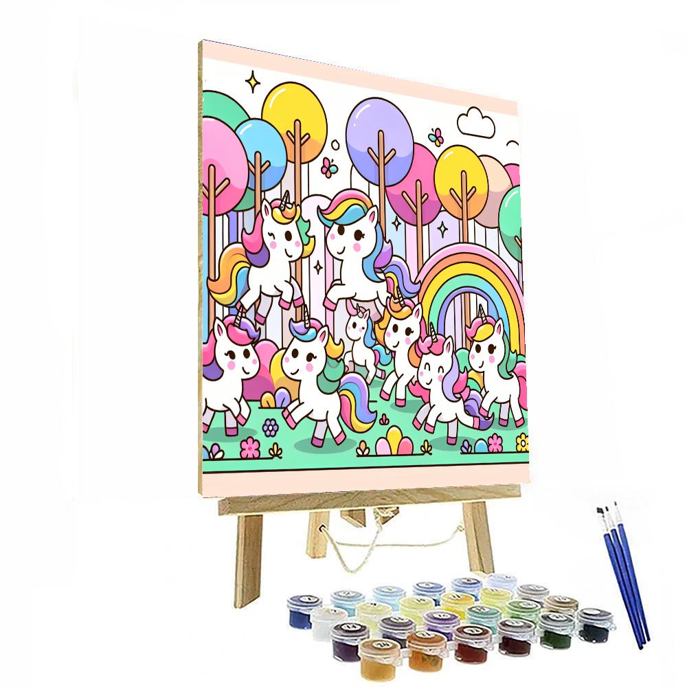Magical Forest Unicorns Paint By Numbers Art