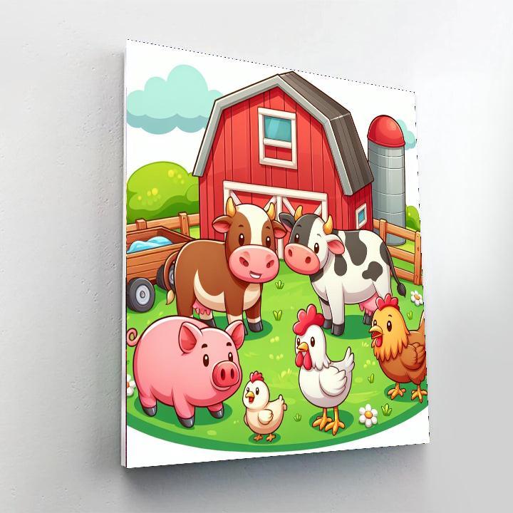 Happy Farmyard Animals Paint By Color