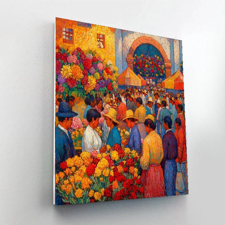 Diego Rivera Inspired Vibrant Market Revelry  Painting By Numbers Kit