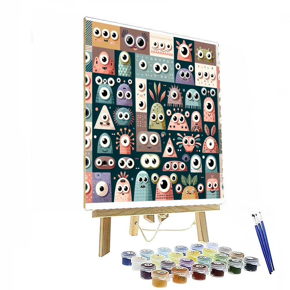 Quirky Cartoon Creatures Painting Number Kit