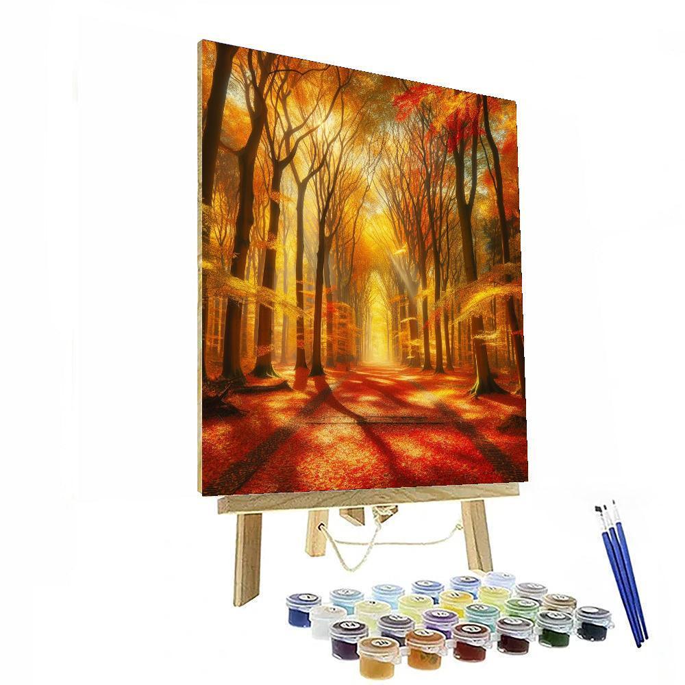 Vivid Autumn's Golden Pathway Painting By Numbers Kit