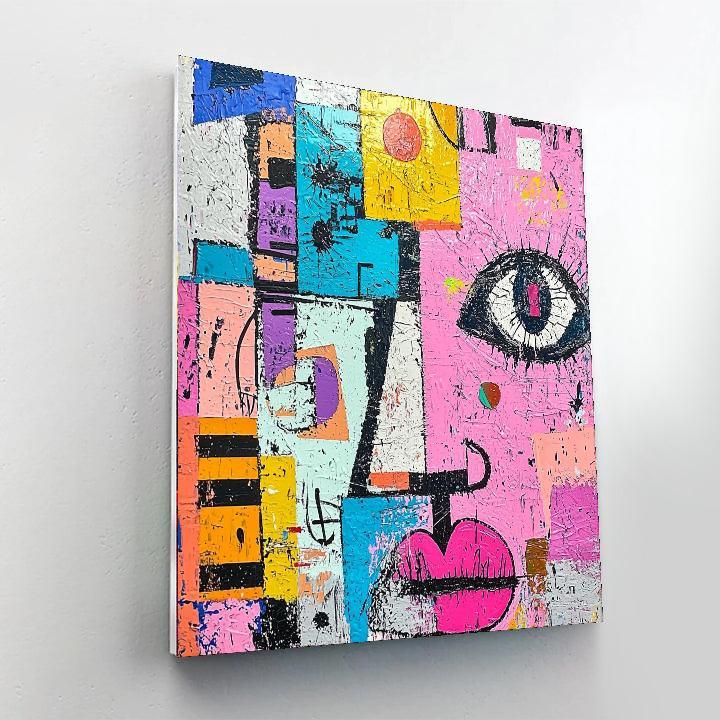 Jean-Michel Basquiat Inspired Fragmented Identity  Paint By Color