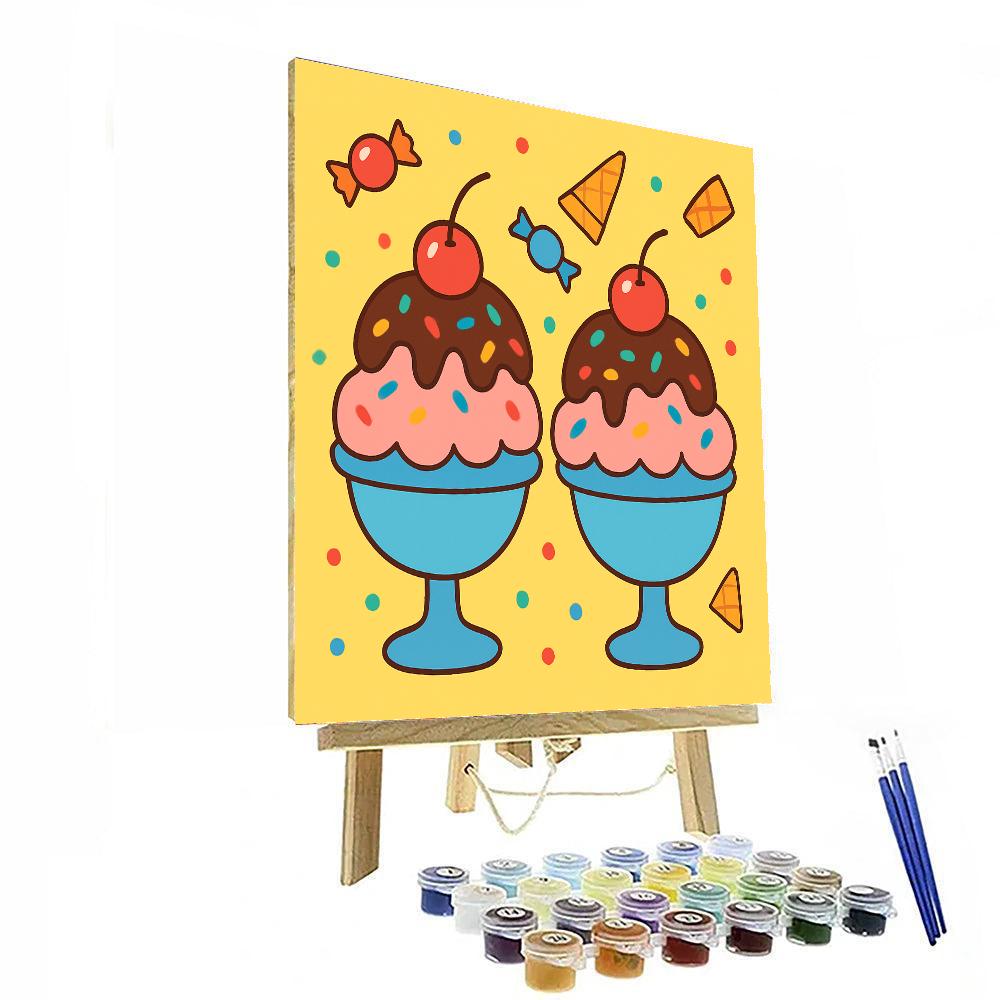 Ice Cream Sundae Delight DIY Paint By Numbers