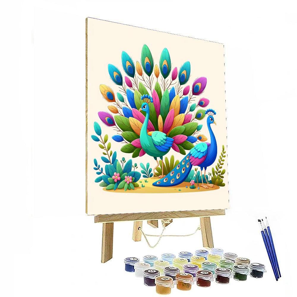 Peaceful Peacock Parade Painting Number Kit