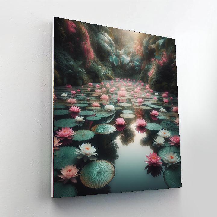 Tranquil Lotus Pond Scene Painting By Numbers Kit