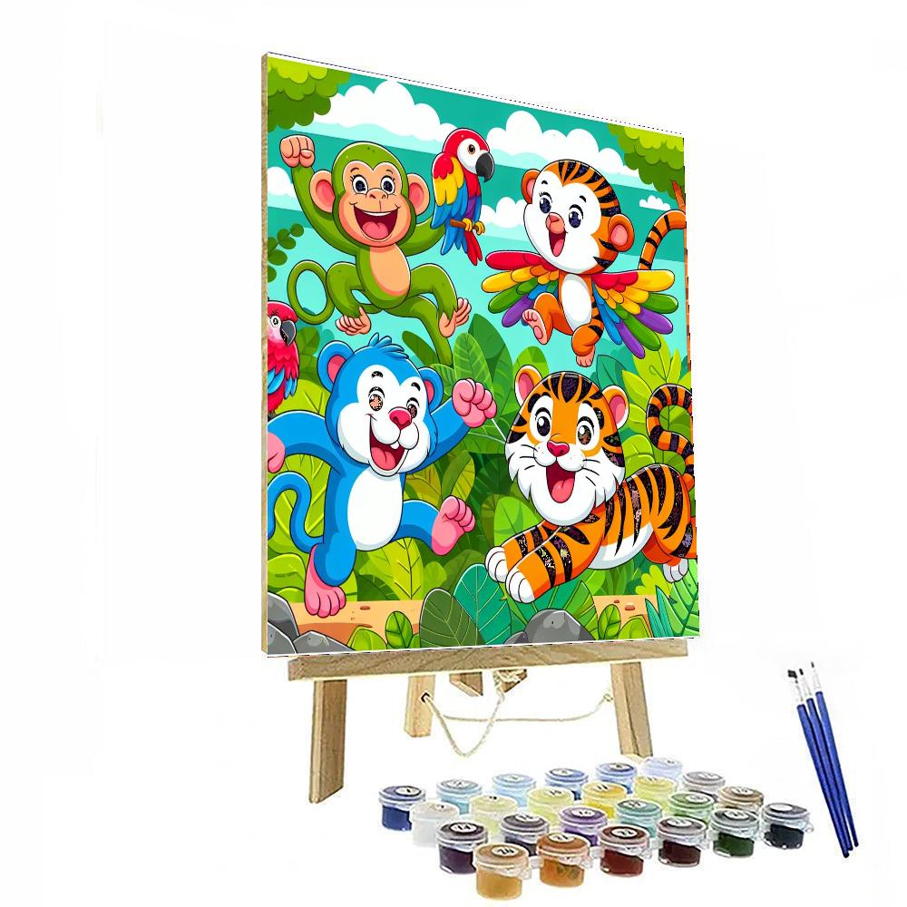 Bouncing Jungle Animals Painting By Numbers Kit