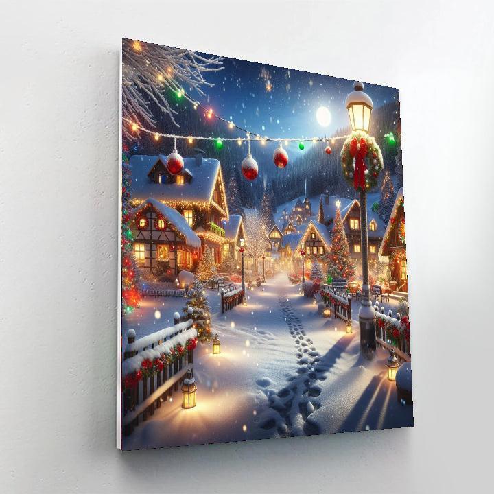 Snowy Village At Christmas Paint By Color