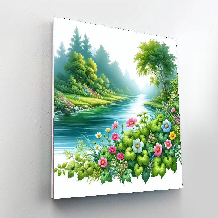 Glistening Riverbank Serenity Paint By Number