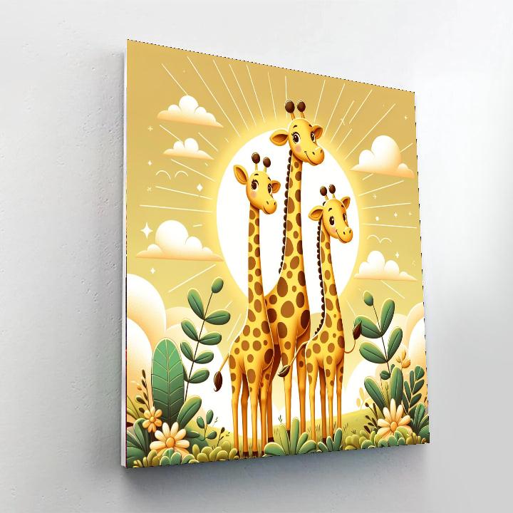 Charming Giraffe Family Numbered Painting Kits