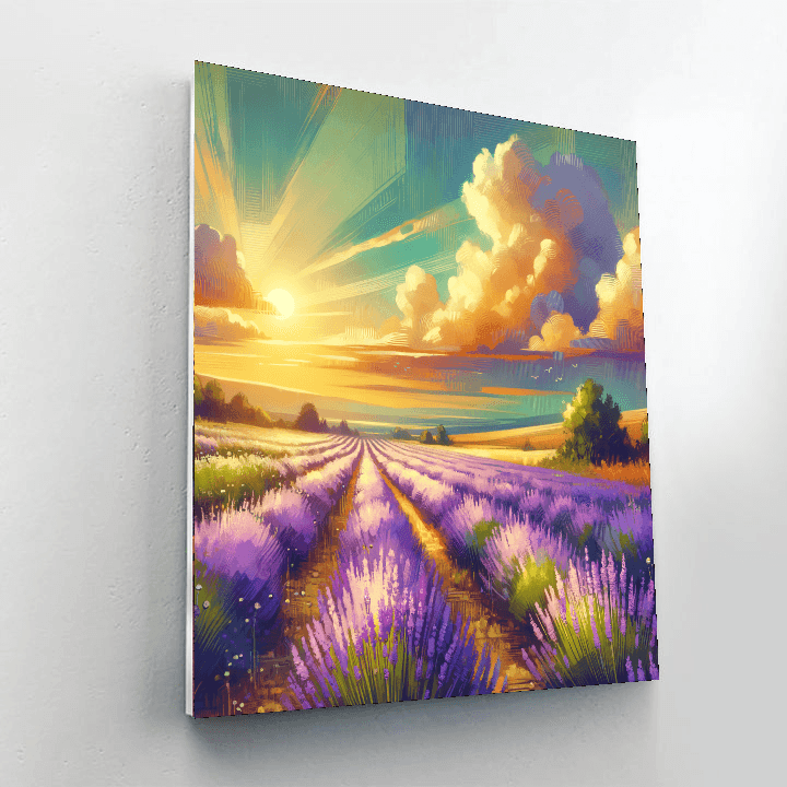 Sunlit Field Of Lavender Paint By Color