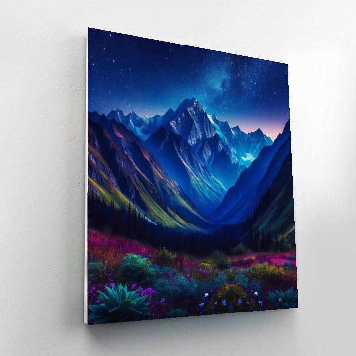 Starlit Night In The Mountains Painting Number Kit