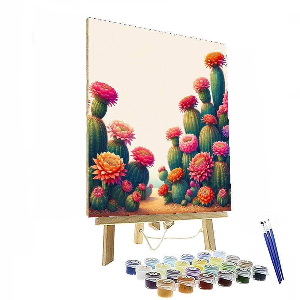Charming Cactus Blooms Paint By Color