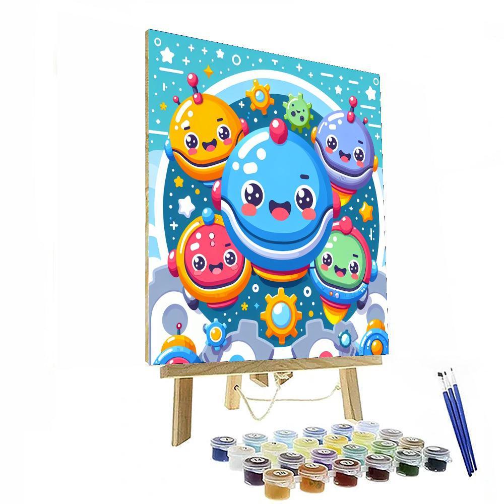 Funny Robot Friends Paint By Numbers Art
