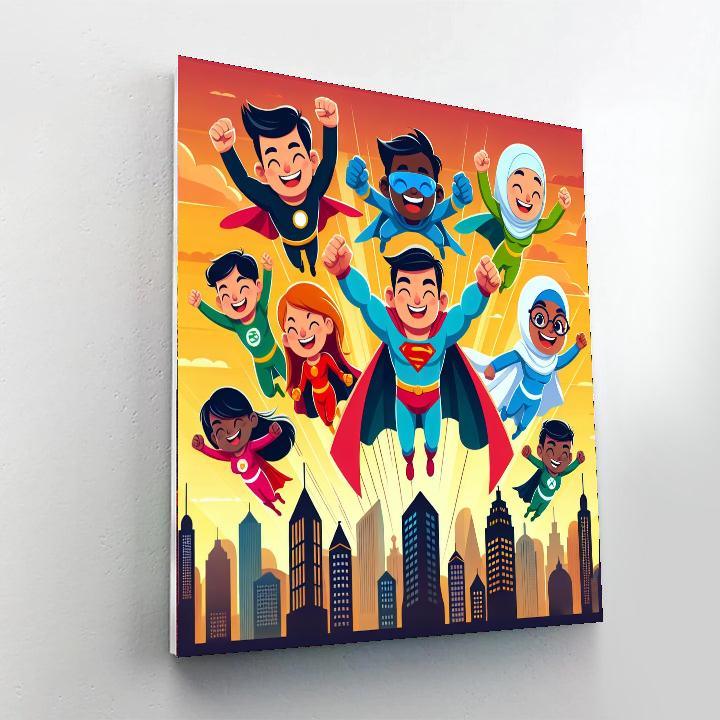 Superhero Adventures Together Paint By Numbers Art