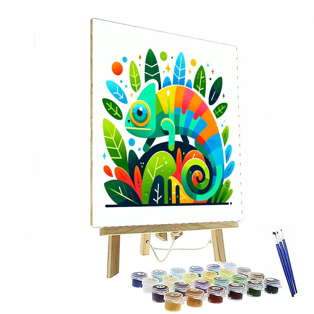 Colorful Chameleon's Garden Painting Number Kit