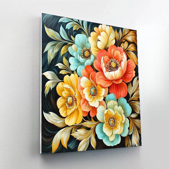 Alphonse Mucha Inspired Floral Crescendo  Painting Number Kit