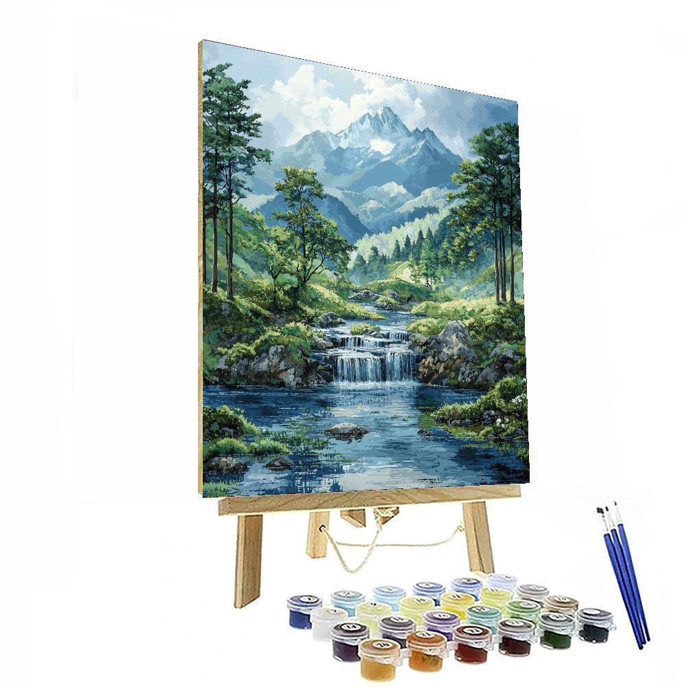 Utagawa Hiroshige Inspired Tranquil Mountain Streams  Number Painting