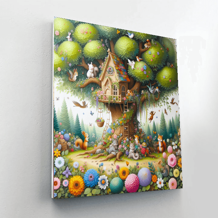 Whimsical Treehouse Adventures Paint By Numbers Art