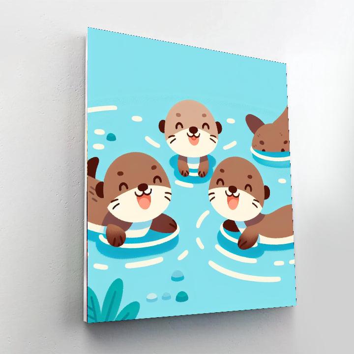 Cheerful Otters Number Painting