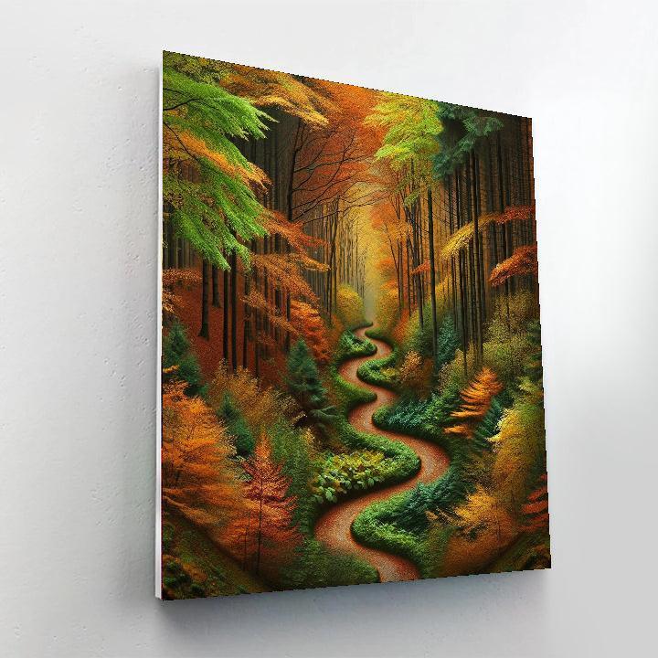 Dramatic Forest Pathway Number Painting