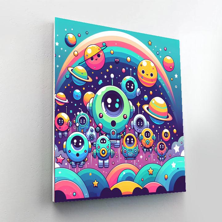 Galactic Robot Explorers Paint By Numbers Art