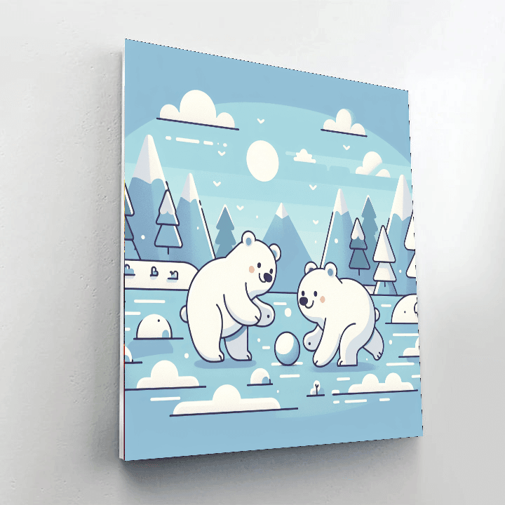 Polar Bear Playtime Number Painting