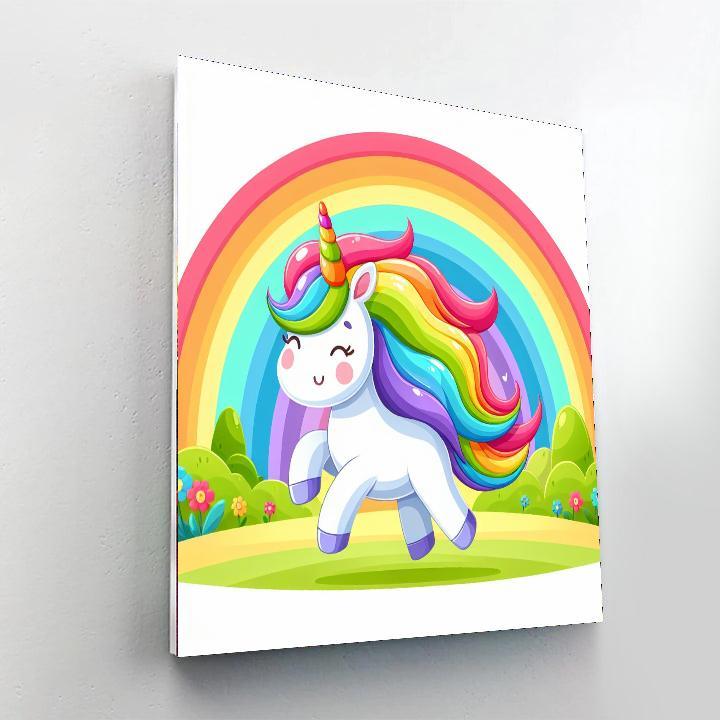 Unicorn's Rainbow Adventure Paint By Numbers Art