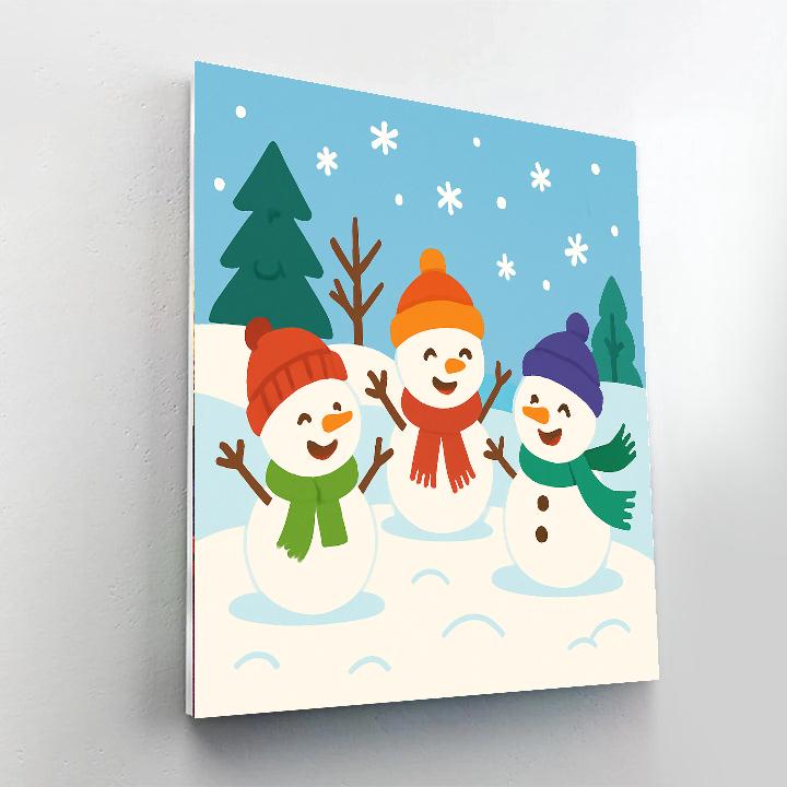 Playful Snowmen Paint By Numbers