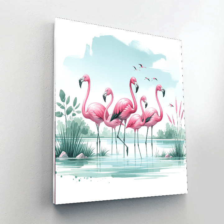 Friendly Flamingo Flock - DIY Painting By Numbers Kit