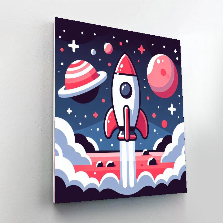 Cosmic Rocket Voyage Paint By Numbers Art