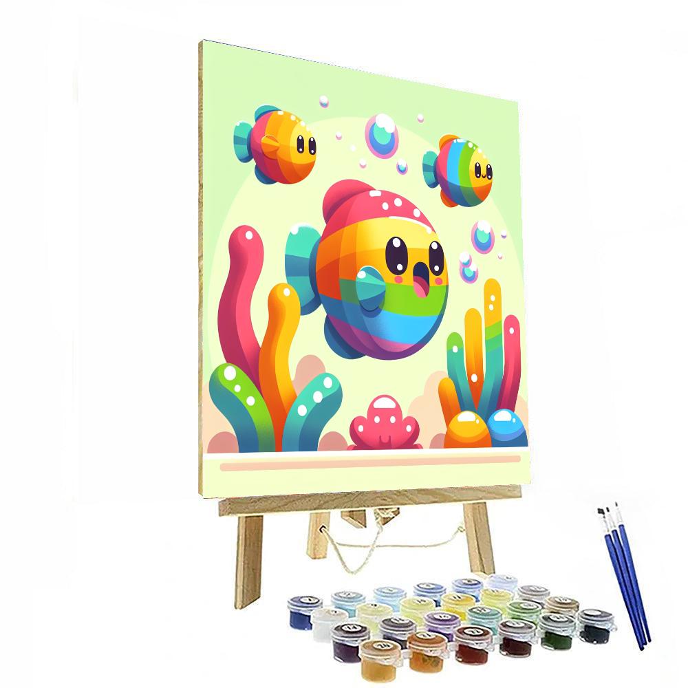 Rainbow Fish Lagoon Paint By Numbers Art
