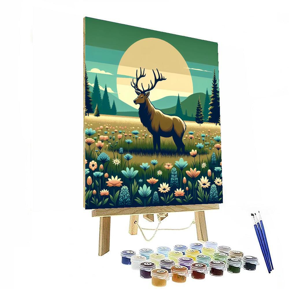 Enchanted Elk Meadow Number Painting