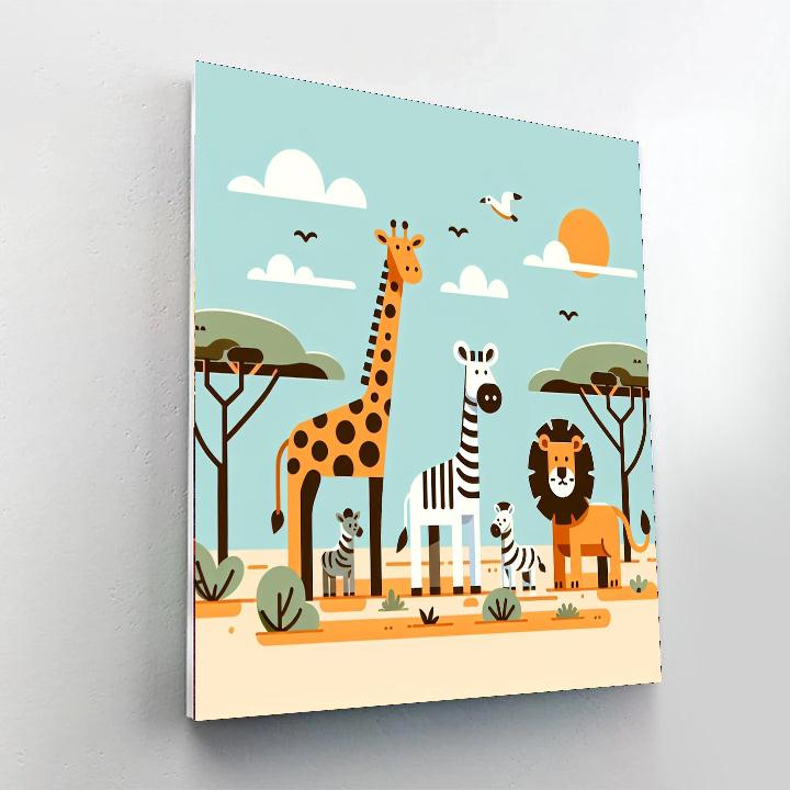 Giraffe And Friends Safari Paint By Numbers