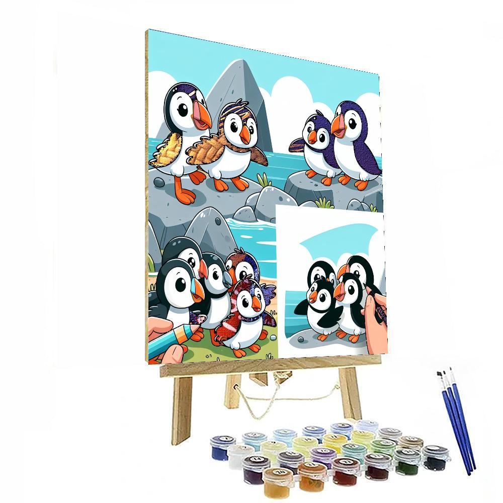 Playful Puffins Paint By Numbers Art