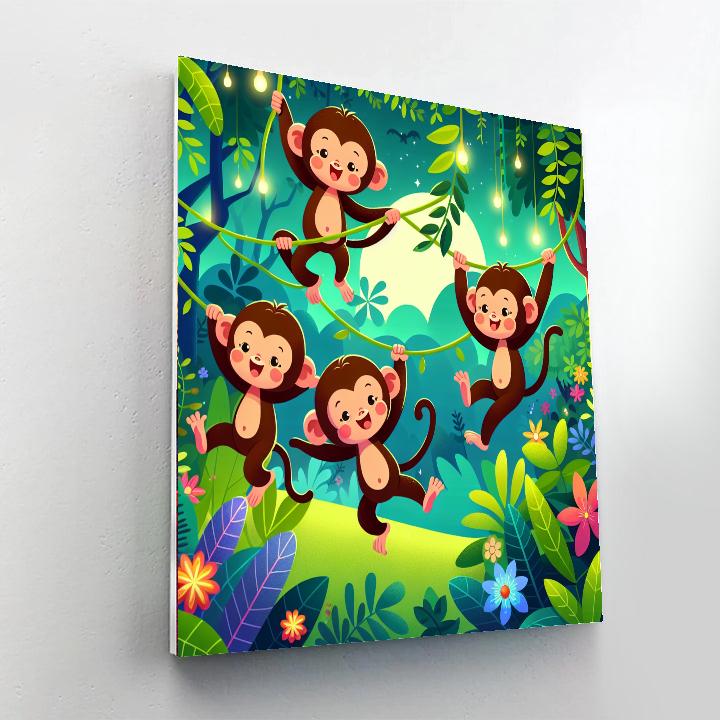 Jungle Fun With Monkeys Paint By Numbers Kits