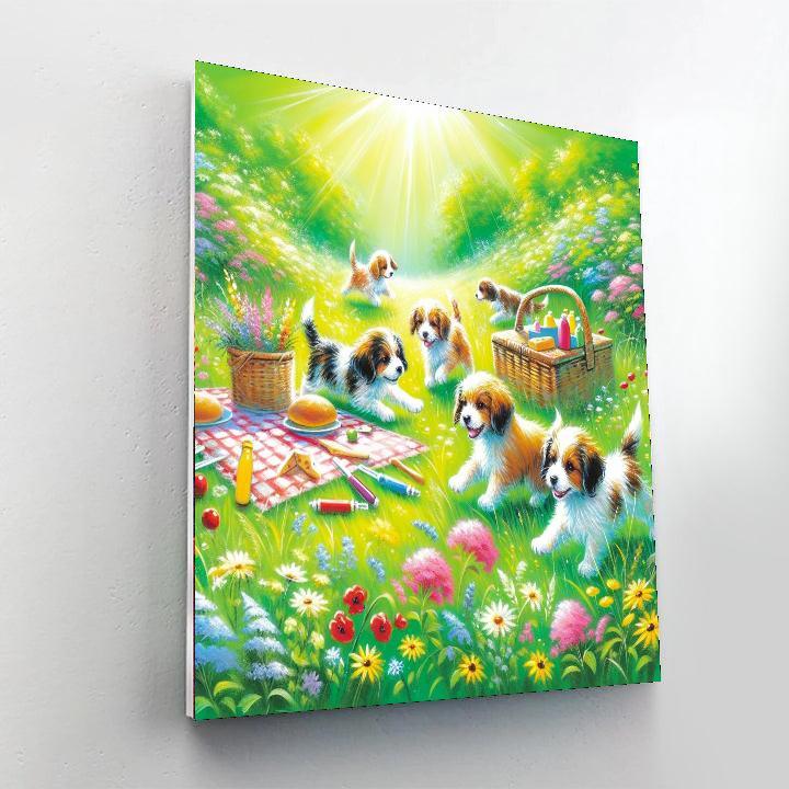 Playful Puppy Picnic Painting By Numbers Kit