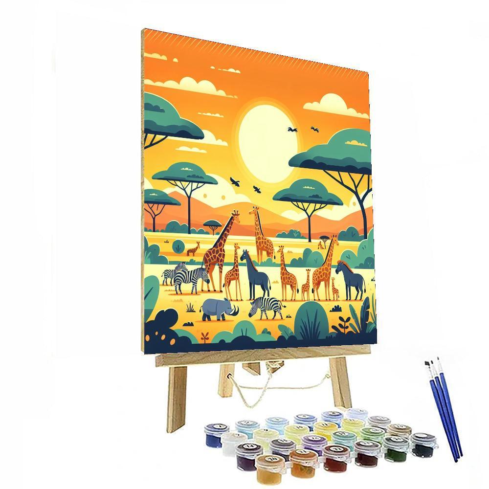Safari Sunset Gathering Painting By Numbers Kit