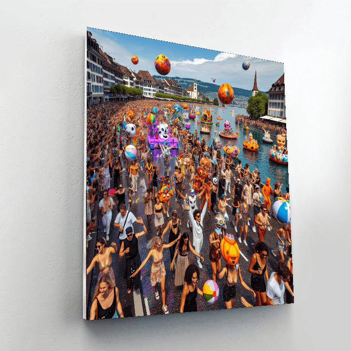 Zürich Street Parade - Zürich, Switzerland - DIY Painting By Numbers Kit - Artistry Rack