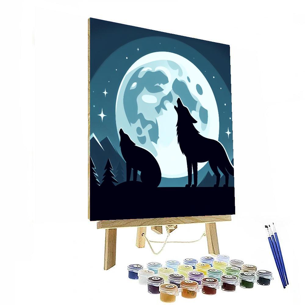 Moonlit Wolf Howl Paint By Numbers Art