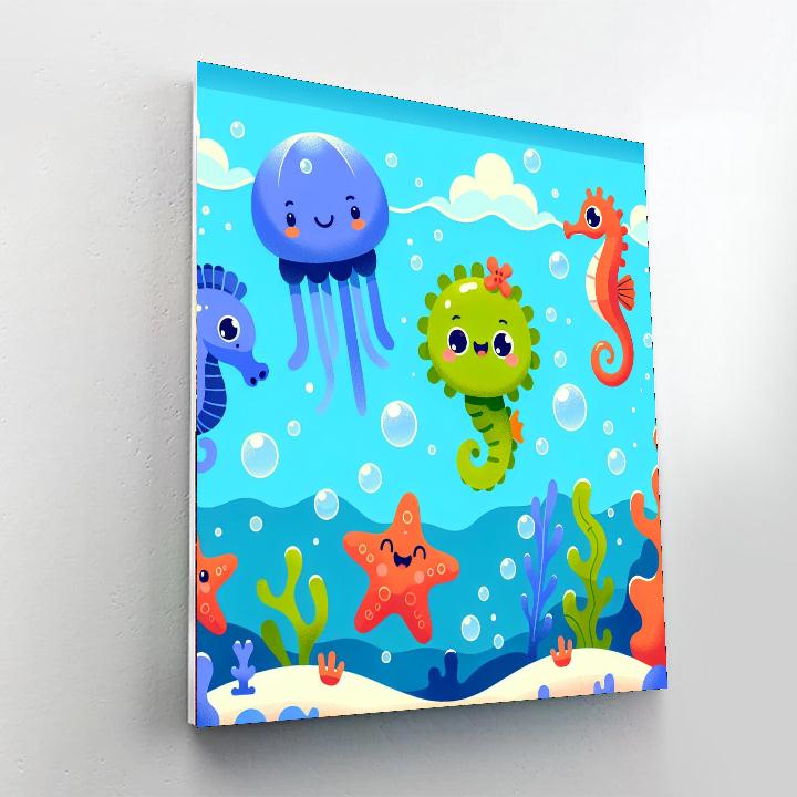 Curious Sea Creatures Paint By Numbers Art