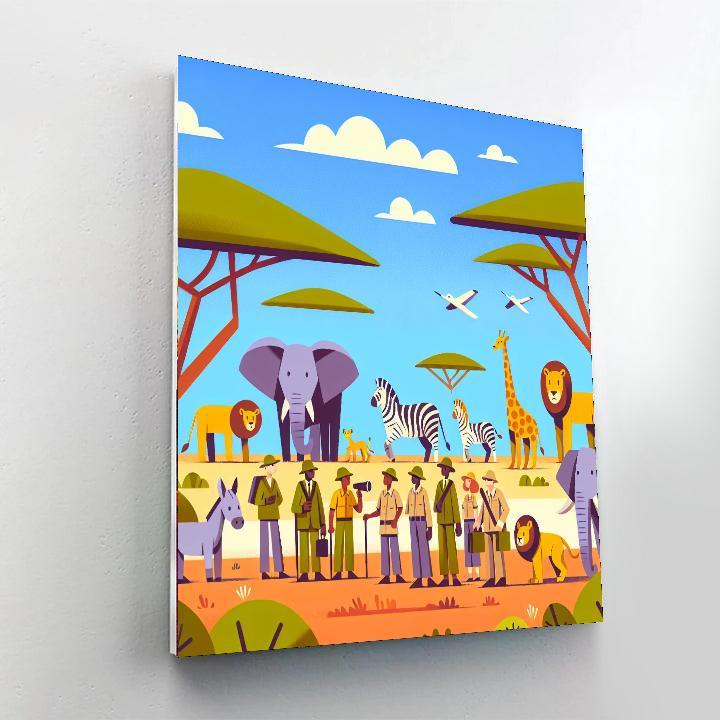 Animal Safari Expedition Paint By Numbers Art