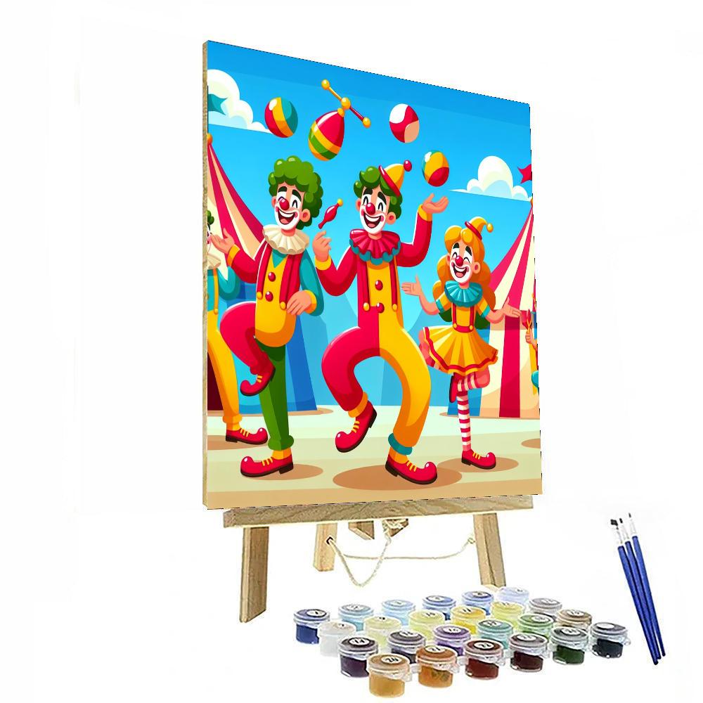Circus Of Colorful Clowns Painting Number Kit