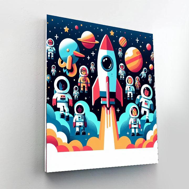 Space Rocket Blast Off Paint By Color