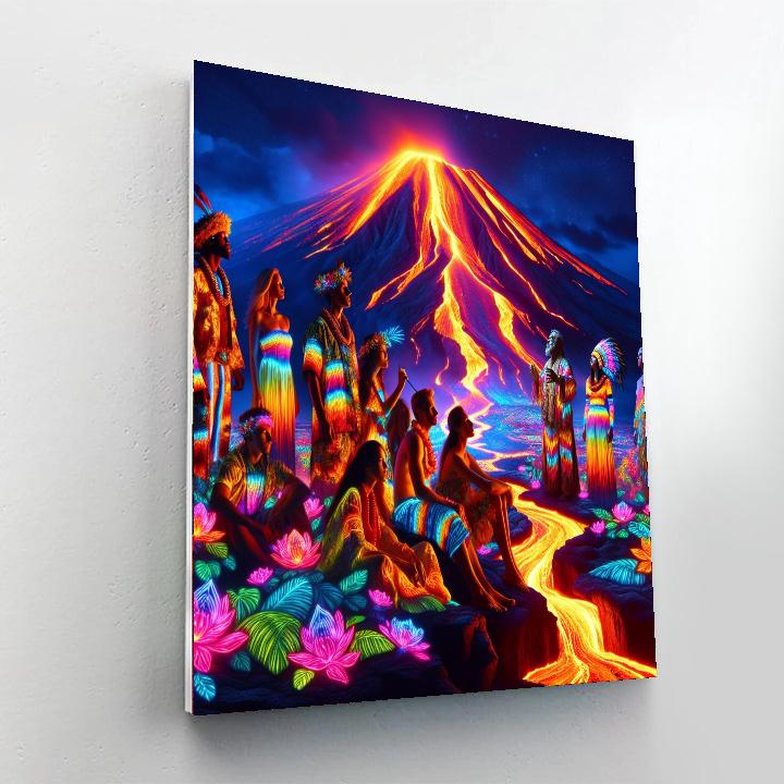 Pahoa Lava Lights Festival - Usa Number Painting