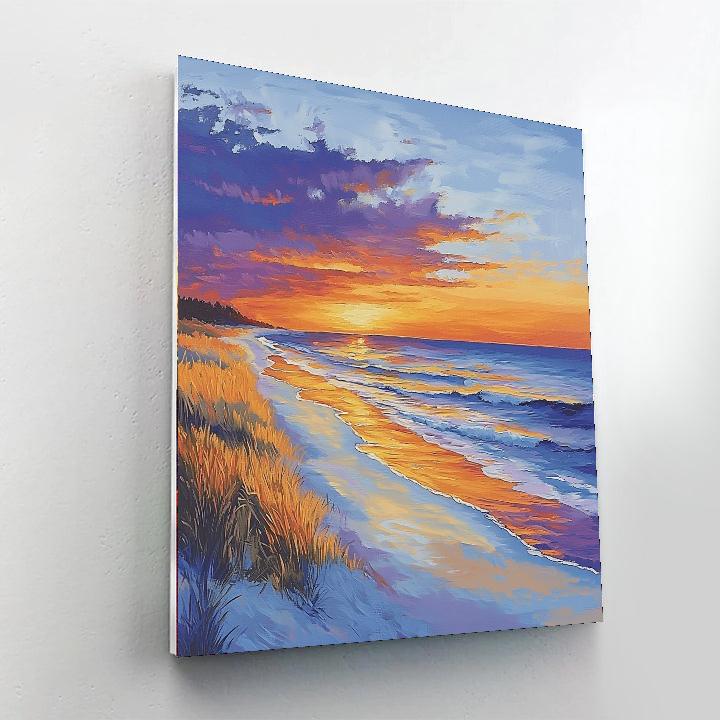 Hopper Inspired Serene Sunset Beach  Paint By Numbers