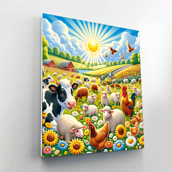 Playful Farm Animals Number Painting