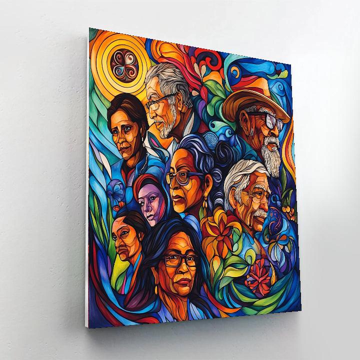 Diego Rivera Inspired Cultural Mosaic Harmony  Painting Number Kit