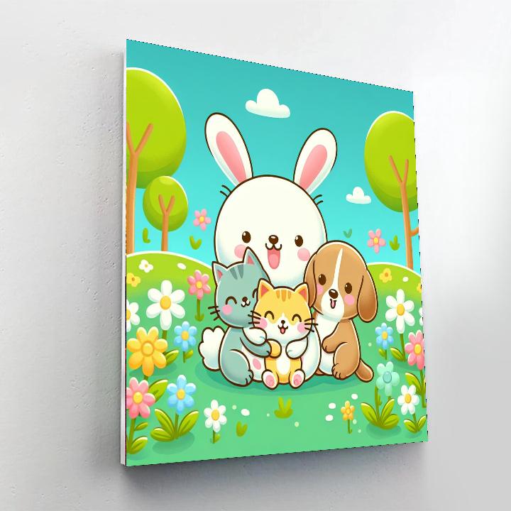 Colorful Critter Cuddles Painting Number Kit