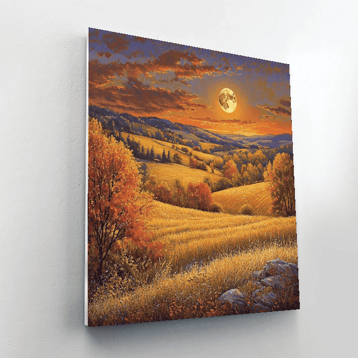 Thomas Kinkade Inspired Harvest Moonlight  DIY Paint By Numbers