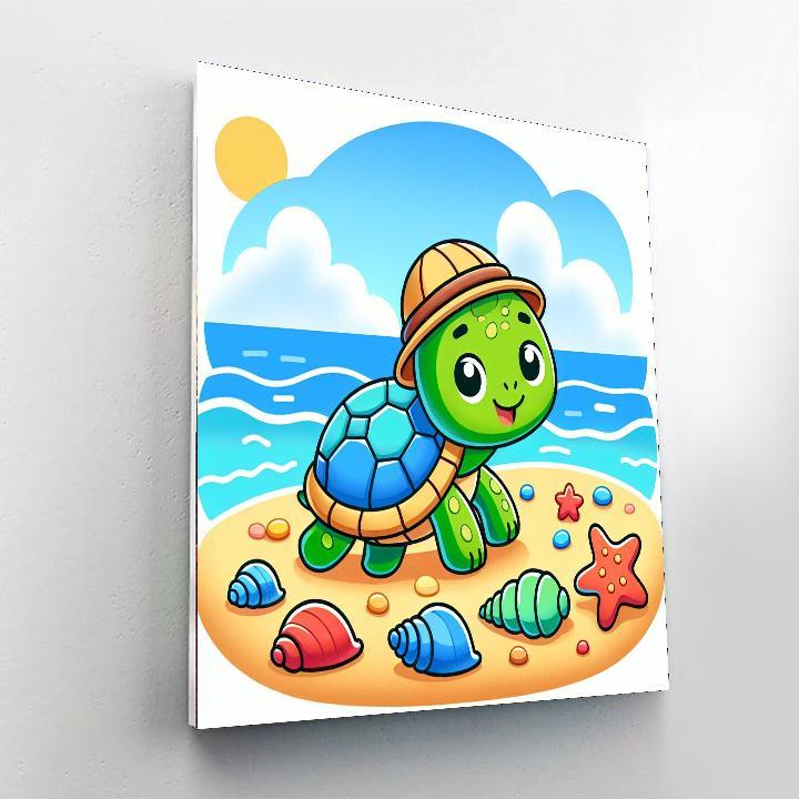 Whimsical Turtle Adventurer DIY Paint By Numbers